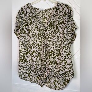 Beacon Olive and Cream Patterned Blouse
